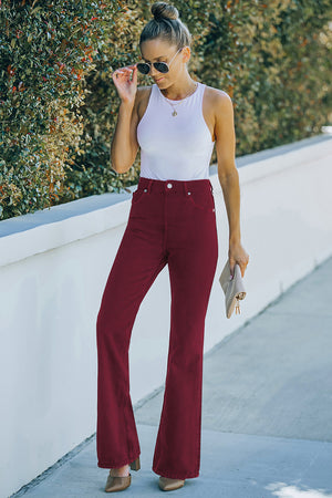 High Waist Flare Jeans with Pockets